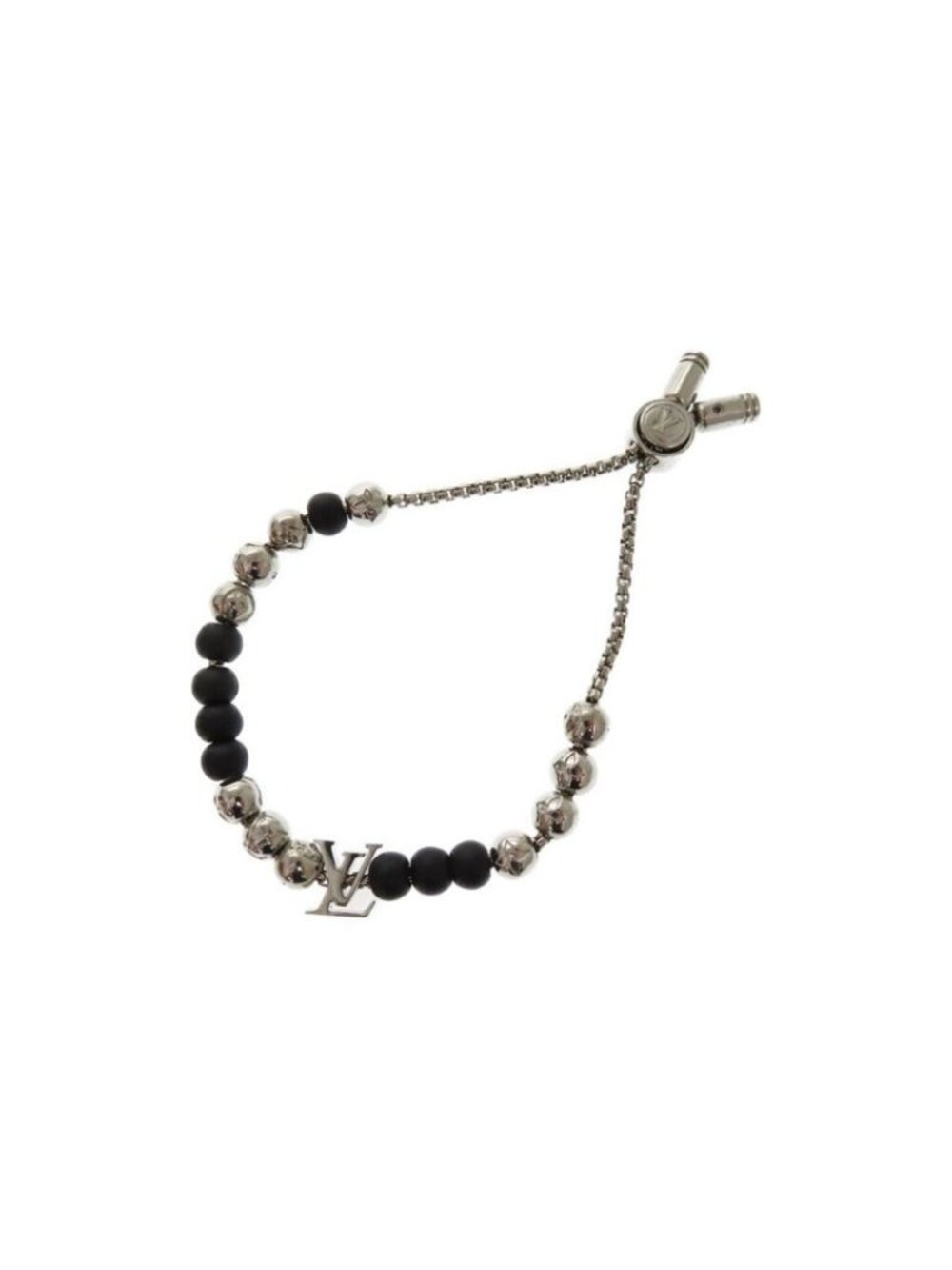 Louis Vuitton Beaded Bracelet Monogram Metal Silver